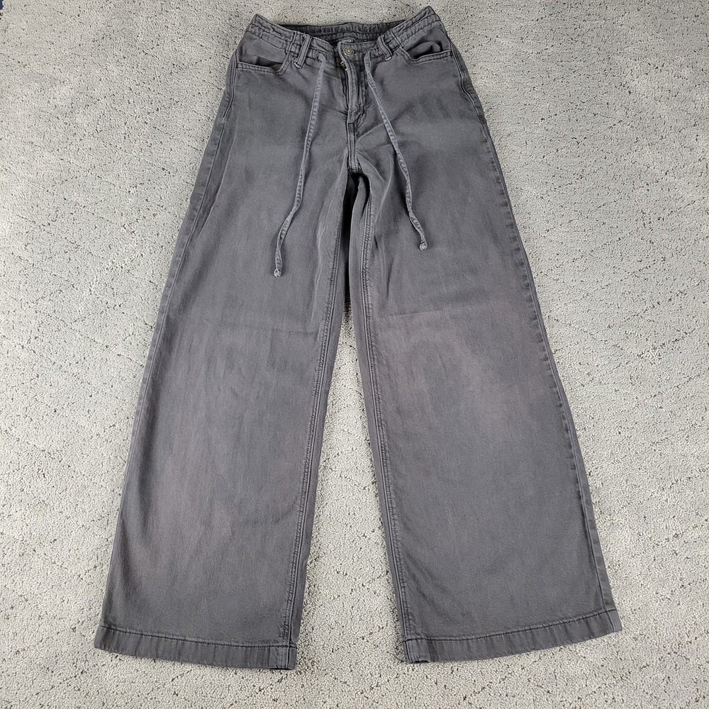 American Eagle Pants Womens 000 Black Ultra Wide Leg Drawstring Baggy Skater